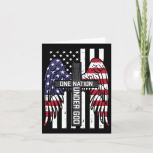 One Nation Under God Cross Flag Wings Memorial Day Card