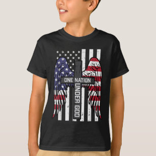 One Nation Under God Cross Flag Wings Memorial T-Shirt