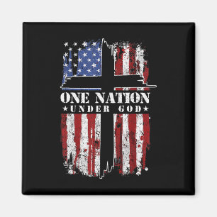 One Nation Under God Cross Usa Flag 4th Of July Pa Magnet