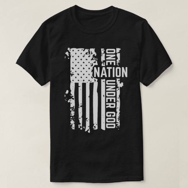 One Nation Under God Distressed Flag  T-Shirt (Design Front)