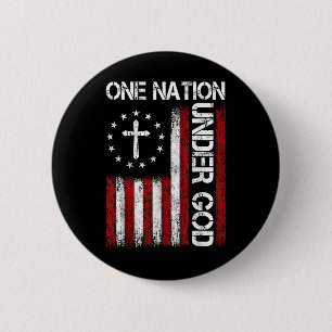 One Nation Under God Flag 4th Of July Patriotic Ch 6 Cm Round Badge