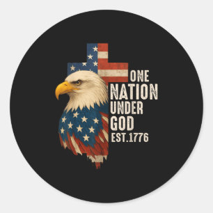 One Nation Under God Flag 4th Of July Patriotic Ch Classic Round Sticker