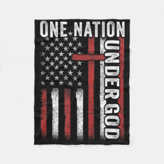 One Nation Under God Flag 4th Of July Patriotic Ch Fleece Blanket