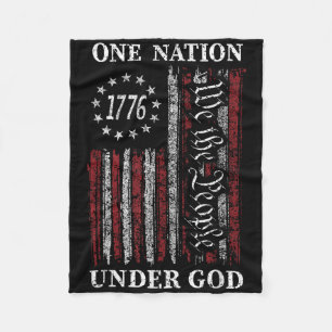 One Nation Under God Flag 4th Of July Patriotic Ch Fleece Blanket
