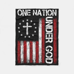 One Nation Under God Flag 4th Of July Patriotic Ch Fleece Blanket