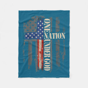 One Nation Under God Flag 4th Of July Patriotic Ch Fleece Blanket