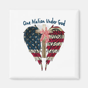 One Nation Under God Flag 4th Of July Patriotic Ch Magnet