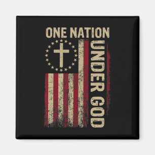 One Nation Under God Flag 4th Of July Patriotic Ch Magnet