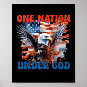 One Nation Under God Flag 4th Of July Patriotic Ch Poster