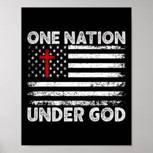 One Nation Under God Flag 4th Of July Patriotic Ch Poster