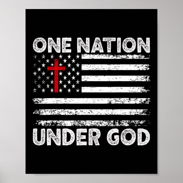One Nation Under God Flag 4th Of July Patriotic Ch Poster (Front)