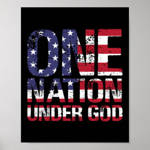 One Nation Under God Flag 4th Of July Patriotic Ch Poster