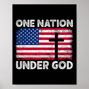 One Nation Under God Flag 4th Of July Patriotic Ch Poster