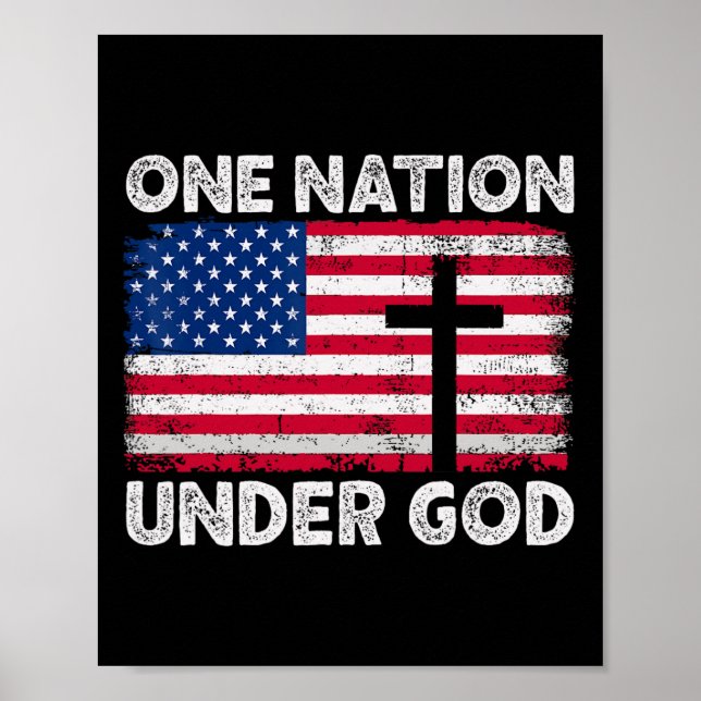 One Nation Under God Flag 4th Of July Patriotic Ch Poster (Front)
