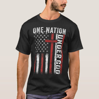 One Nation Under God Flag 4Th Of July Patriotic T-Shirt