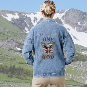 One Nation Under God Flag Eagle Denim Jacket