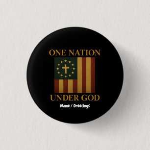 One Nation Under God Flag Patriotic Christian 3 Cm Round Badge