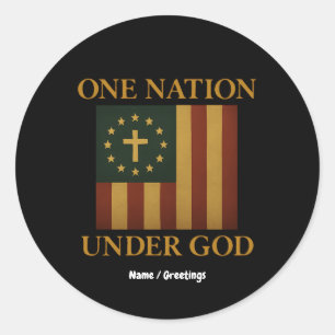 One Nation Under God Flag Patriotic Christian  Classic Round Sticker