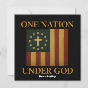 One Nation Under God Flag Patriotic Christian  Invitation