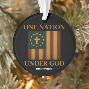 One Nation Under God Flag Patriotic Christian Ornament