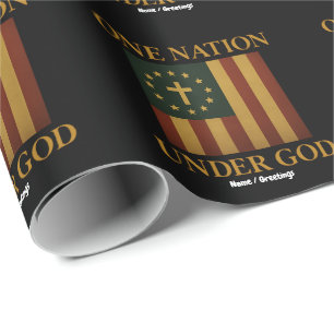 One Nation Under God Flag Patriotic Christian Wrapping Paper