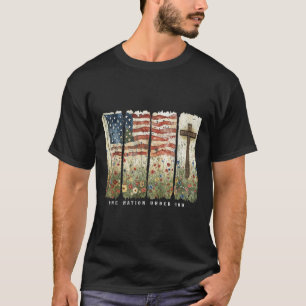 One Nation Under God Floral Flowers Memorial Day P T-Shirt