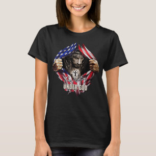 One Nation Under God Jesus Art US Flag Christian M T-Shirt