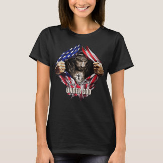 One Nation Under God Jesus Art US Flag Christian M T-Shirt