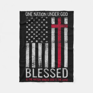 One Nation Under God Jesus Blessed American Flag 4 Fleece Blanket