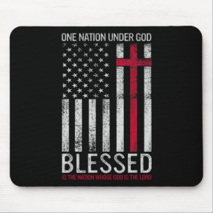 One Nation Under God Jesus Blessed American Flag 4 Mouse Mat