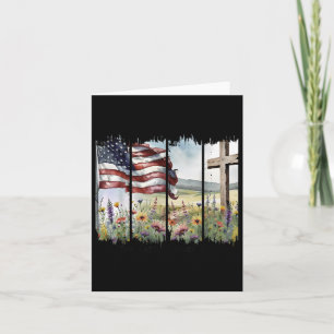 One Nation Under God Jesus Christian Cross Us Flag Card