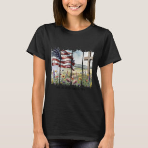 One Nation Under God Jesus Christian Cross Us Flag T-Shirt