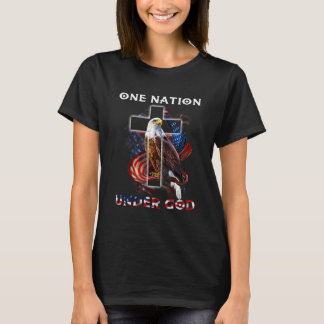 One Nation Under God Jesus Cross Bald Eagle 4th Of T-Shirt