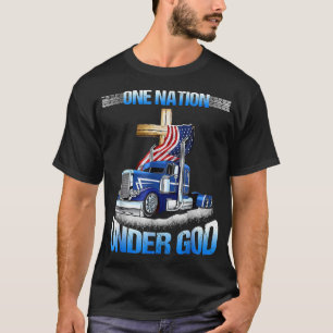 One Nation Under God Jesus Cross USA Flag Truck Ch T-Shirt