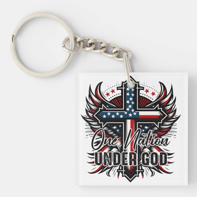 One Nation Under God  Key Ring (Front)