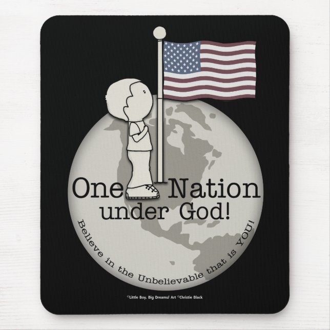 One Nation Under God-Little Boy at US Flag Mouse Mat (Front)