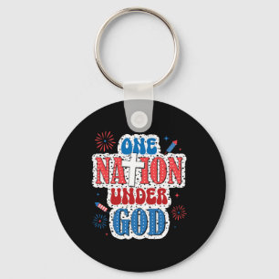 One Nation Under God Patriotic 4th Of July Key Ring