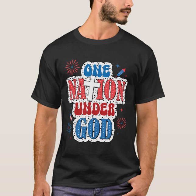 One Nation Under God Patriotic 4th Of July  T-Shirt (Front)