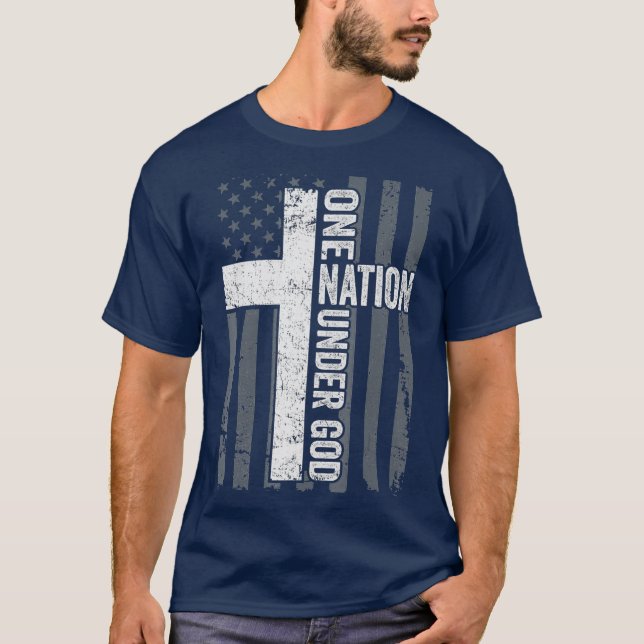 ONE NATION UNDER GOD  Patriotic Christian USA T-Shirt (Front)