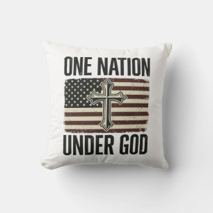 One Nation Under God Patriotic Cross Cushion