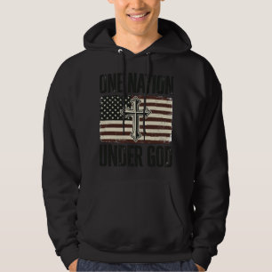 One Nation Under God Patriotic Cross Hoodie