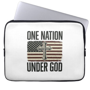 One Nation Under God Patriotic Cross Laptop Sleeve