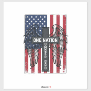 One Nation Under God Patriotic Cross Wings Shirt_1
