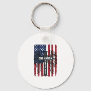 One Nation Under God Patriotic Cross Wings Shirt_1 Key Ring