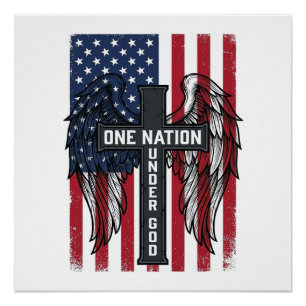 One Nation Under God Patriotic Cross Wings Shirt_1 Poster