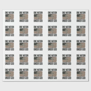One Nation Under God Patriotic Cross Wrapping Paper