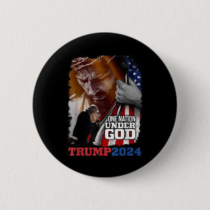 One Nation Under God President Trump 2024 America 6 Cm Round Badge