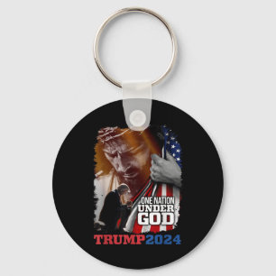 One Nation Under God President Trump 2024 America  Key Ring