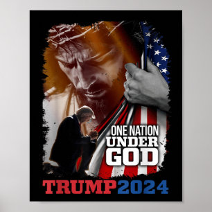 One Nation Under God President Trump 2024 America Poster