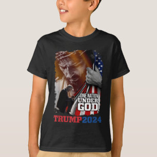 One Nation Under God President Trump 2024 America  T-Shirt
